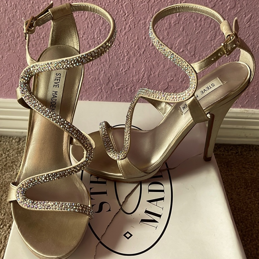 Steve Madden 6 1/2 champagne heels with iridescent stones. Never worn.